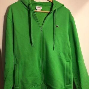 Green Lacoste Novak Djokovic Hoodie. Zip up Size 6
